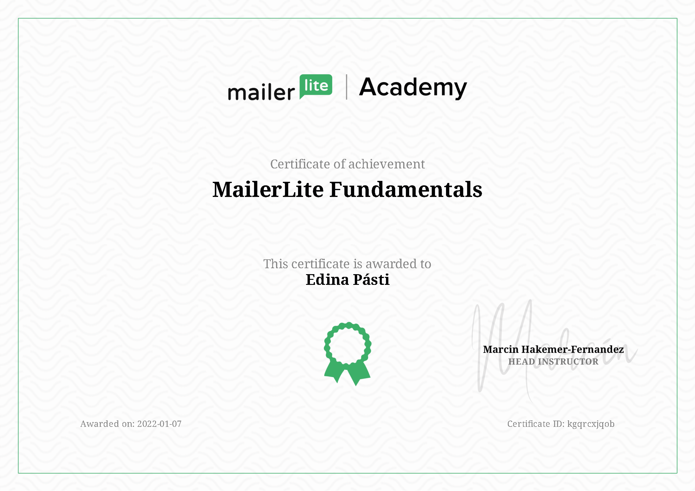 Mailerlite certificate